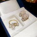 Gold Pearl Cluster C Earrings Multi Pearl Crystal Ring view 1