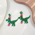 Green Dinosaur Uncle Sam Hat Independence Day Stud Earrings view 6