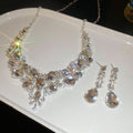 Three Gold Or Silver Branch Crystal Necklace And Earring Sets view 7