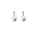 Gold Tone White Pearl Drop Stud Earrings In Small And Large Sizes view 5