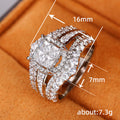 Square Cluster Three-Band Ring Set In Silver And Gold Tones view 4
