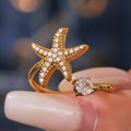 Ocean Zircon Open Rings Starfish Shell Fishtail Gold Steel view 2