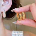 Textured Hoop Earrings in Gold and Silver Tone Fashion Jewelry view 1