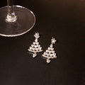Silver Crystal Christmas Tree Drop Earrings Star Post view 1