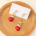 Mismatched Christmas Mitten Pearl Look Dangle Stud Earrings view 3