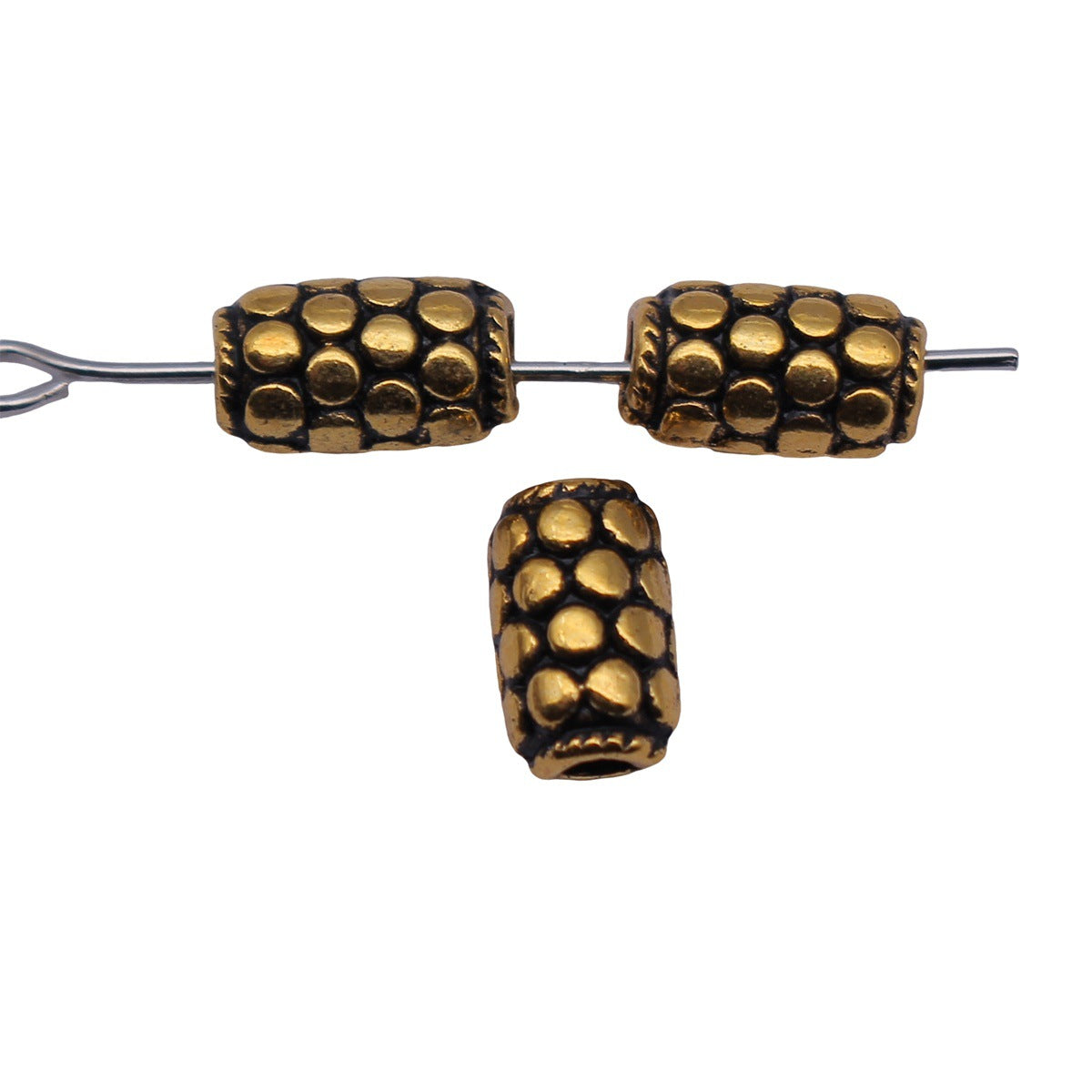 9.3x5.5x5mm 0.69g Antique Gold Zinc Alloy Snakeskin Texture Spacer Beads for Dreadlock Jewelry Making
