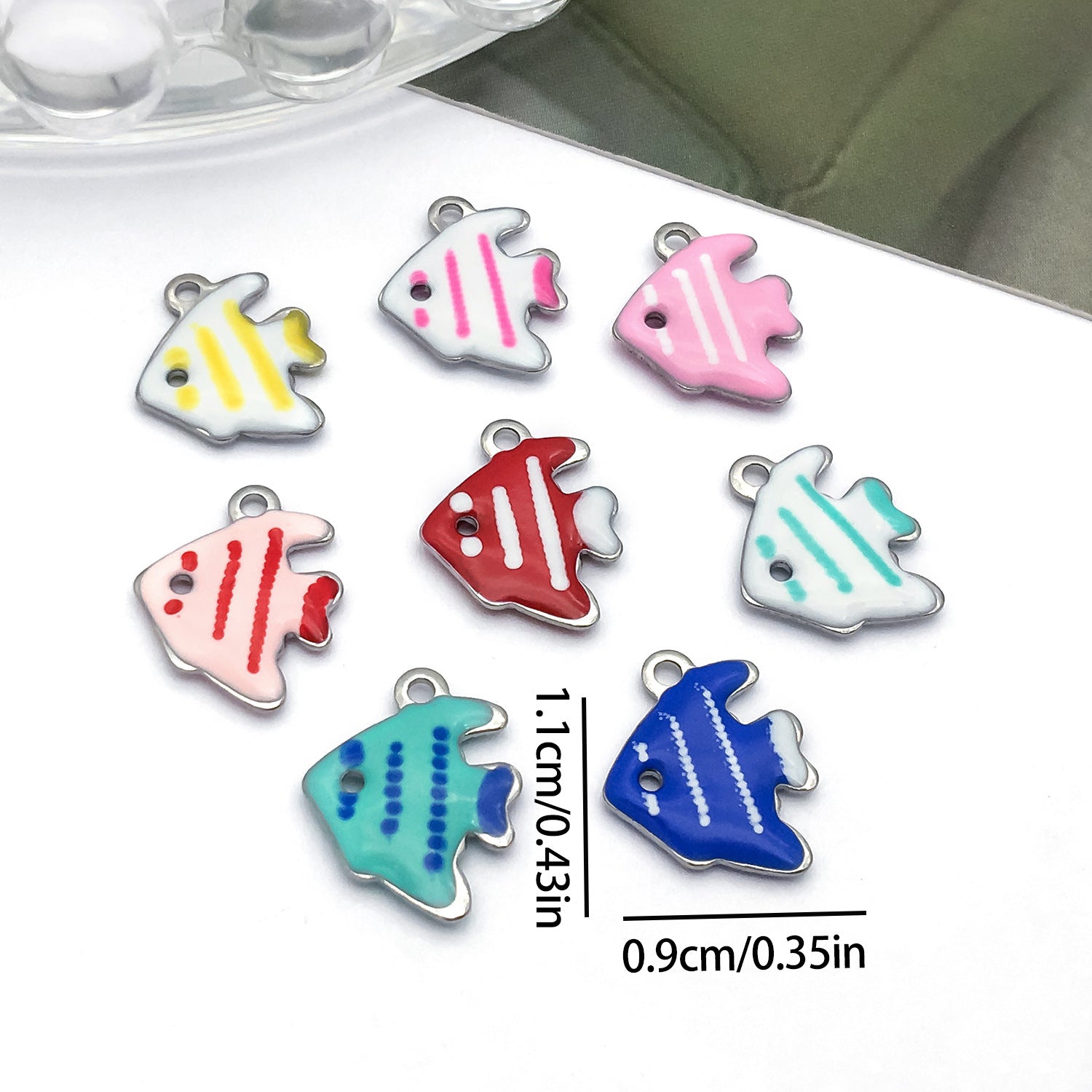 Stainless Steel Colorful Fish Double Sided charm pendants for DIY necklace and handmade jewelry
