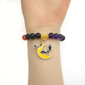 Orange Purple Black Bead Moon Bat Stretch Bracelet view 4