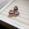 Geometric Triple Stone Open Rings Pink Blue Gray Nine Styles view 9