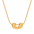 Gold Steel U-Lock Slider Snake Chain Pendant Necklaces view 5