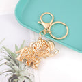 Rhinestone Elephant Keychain Metal Animal Bag Charm Gold Tone view 4