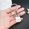 Antique Silver Seahorse Turtle Shell and Message Plaque Keychain view 2