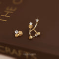 Gold Geometric Cube Crystal Ear Jacket Earrings Pair view 4