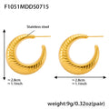 Gold Hollow C-Shape Geometric Stud Hoop Earrings Set view 8