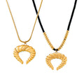 Twisted Crescent Horn Pendant Necklaces Gold Chain and Cord view 5