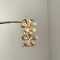 Textured Metal Flower Stretch Bracelet Rhinestone 2 Tones view 7