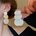 Brushed Triple Disc Drop Earrings In Gold And Silver Tones view 3