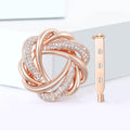 Rose Gold Interwoven Knot Brooch With Crystal Bands view 2