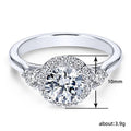 Silver Round Halo Clear CZ Three-Stone Band Ring Style view 5