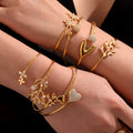 Open Bangle Bracelets Star Heart Coral Flower Zircon Steel view 3