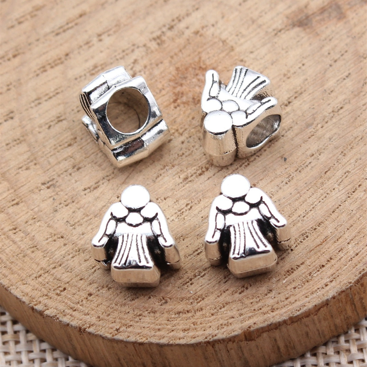 10.7x10x7.6mm 1.7g Antique Silver Zinc Alloy Angel Large Hole Beads for DIY Bracelet Necklace Jewelry Making