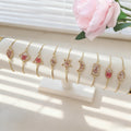 Gold Geometric Pink Flower Resin Adjustable Bracelets 9 Styles view 1