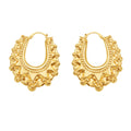 Large Ornate Hollow Hoop Earrings Stainless Steel Two Colors view 5
