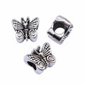 Butterfly Shaped Large-Hole Antique Silver Metal Bead view 3