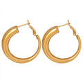 Thick Gold Tone Hoop Earrings Small And Large Sizes view 5
