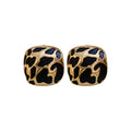 Leopard Pattern Rounded Square Stud Earrings Jewelry Pair view 5