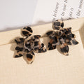 Yellow and Brown Leopard Acrylic Flower Stud Earrings view 4
