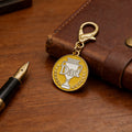 Yellow Dad Trophy Round Enamel Keychain Gold Clasp view 4