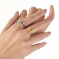 Open Ball Ring With Pave Sphere And Beads Gold Or Steel view 3
