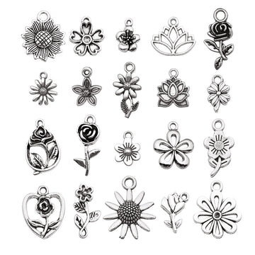 Antique Silver Sunflower Metal Charms with 25 Listed Options