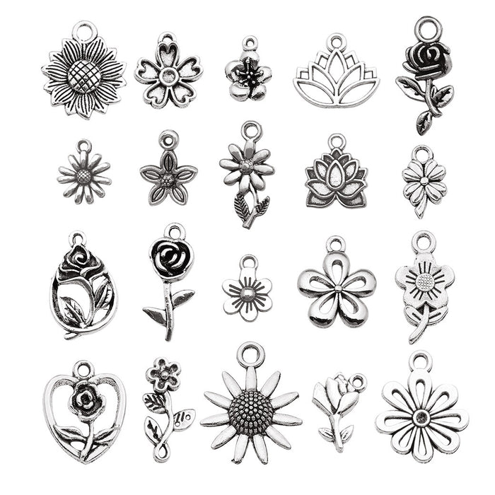 Antique Silver Sunflower Metal Charms with 25 Listed Options