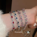 Silver Crystal Tennis Bracelets In Four Bright Colors view 1