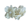 Fabric Double Rose Pearl Center Duckbill Hair Clip view 5