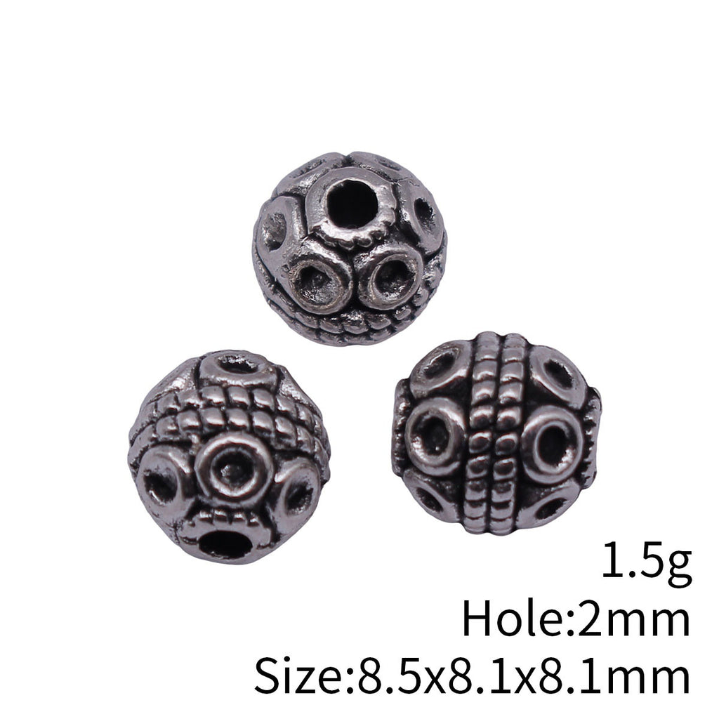 8.5x8.1x8.1mm 1.5g Antique Silver Zinc Alloy Round Hole Spacer Beads for DIY Bracelet Jewelry Making