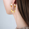 Twisted Geometric Open Hoop Earrings Gold And Steel Finish view 4