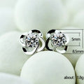 Silver Tone Open Flower Clear Stone Center Stud Earrings view 4