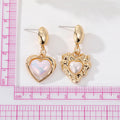 Gold Tone Irregular Heart Faux Pearl Drop Stud Earrings view 3