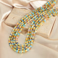 Gold Cube Bead Multicolor Stone Beaded Choker Necklace view 3