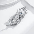 Blue Feather Crystal Metal Brooch Pin for Jackets and Lapels view 3