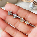 Gold And Silver Tone Flower Knot Clear Stone Stud Earrings view 3