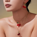 Red Cherry Pendant Necklaces and Hoop Earrings in Twelve Styles view 4
