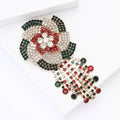 Gold Tone Multicolor Rhinestone Flower Tassel Brooch view 4