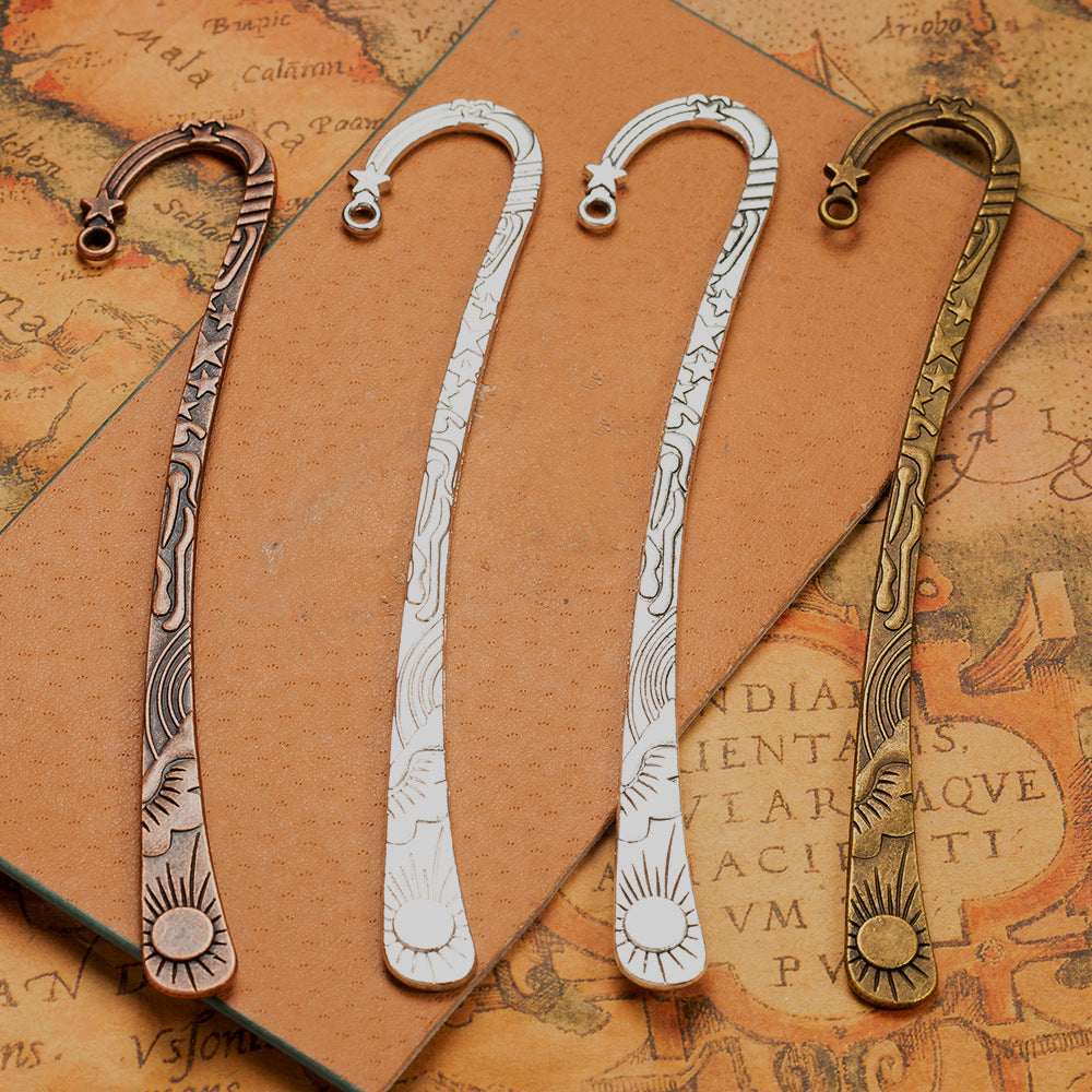 Vintage Sun Moon Star Alloy Hair Stick Bookmark 123x23mm