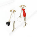 Lady in Hat Enamel Brooch with Handbag Decorative Metal Pin view 3