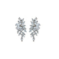 Silver Tone Crystal Leaf Cluster Drop Earrings Statement Jewelry view 5