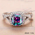 Multicolor Mystic Cushion Halo Crystal Ring Sizes 6-10 view 5